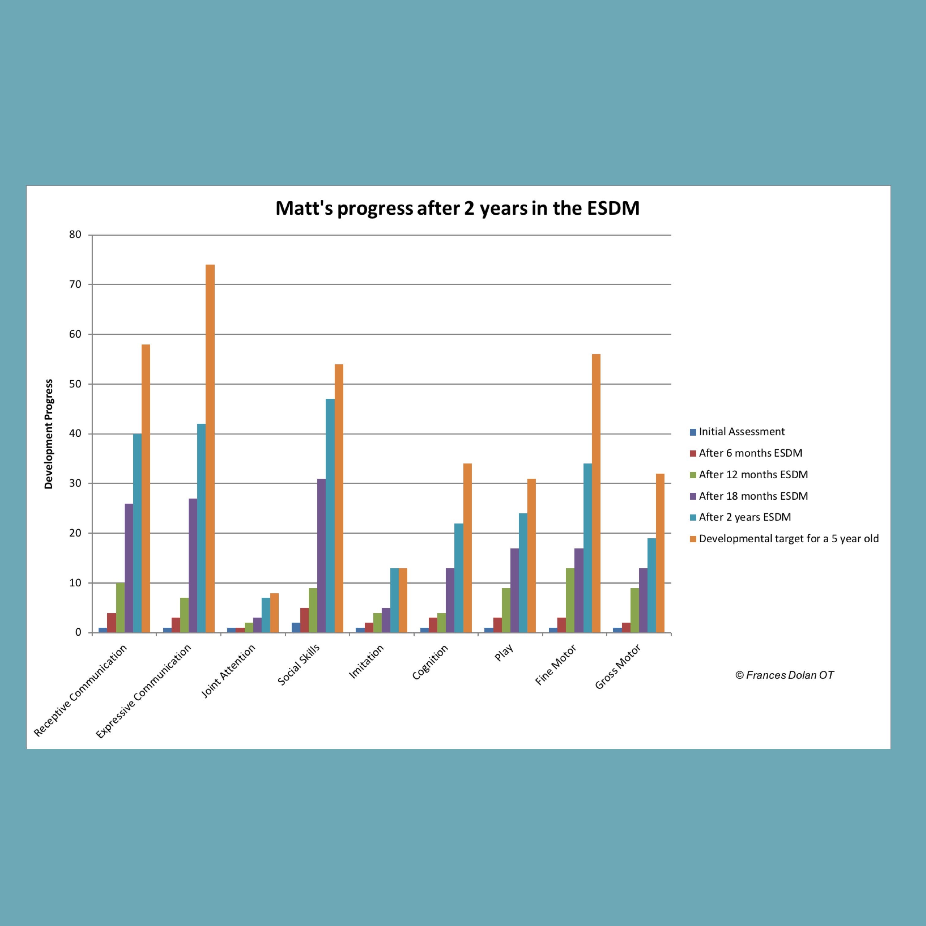 Young boys progress chart for the Early Start Denver model an early intervention for children with autism in Bondi Junction Mascot Sydney