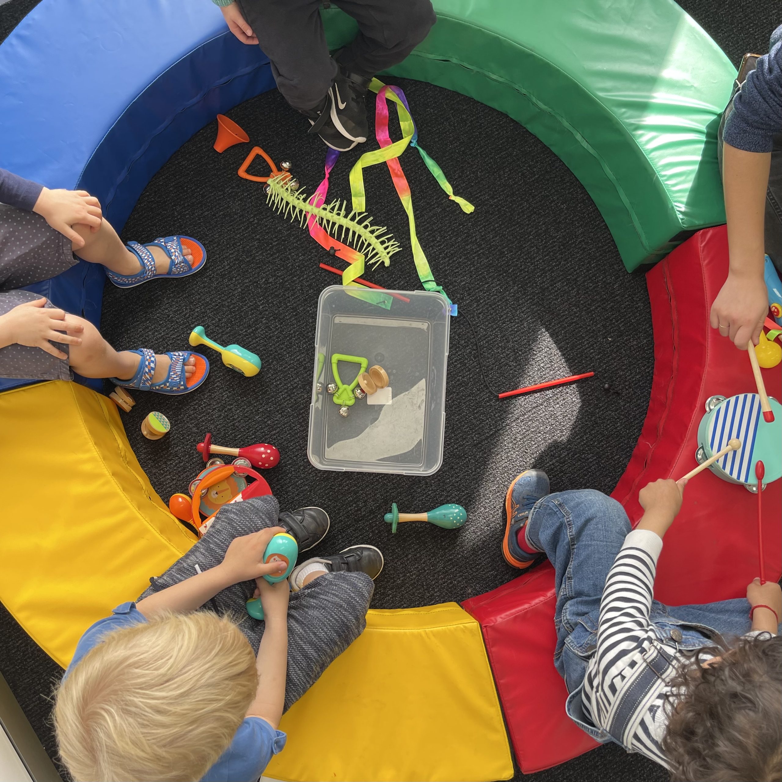 A group of children with autism doing the Early Start Denver model, ESDM, in a preschool in Bondi Junction Sydney